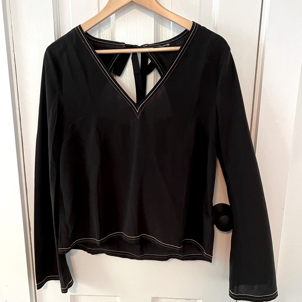 Madewell, Silk Black Blouse, Size SMALL
